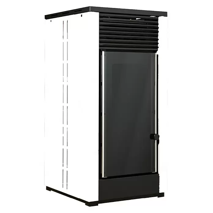 Estufa de pellets Autolimpieza 12 - 10,28 kW, Blanco/Negro - Vista angular