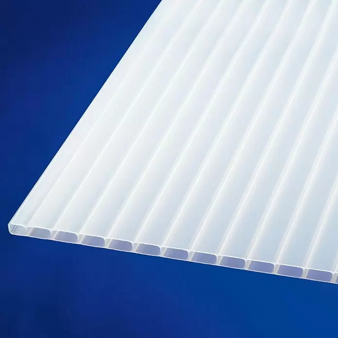 Hohlkammerplatte ECO-UV - 200 cm x 98 cm x 10 mm, Polycarbonat, Opal - Detailaufnahme