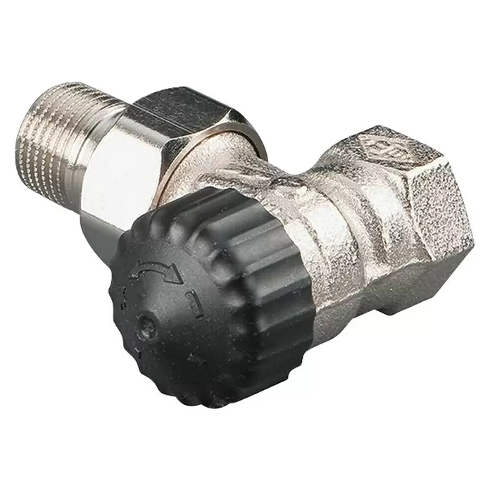 Heimeier Thermostat-Ventilunterteil - ⅜″, Eck - Diagonale Ansicht