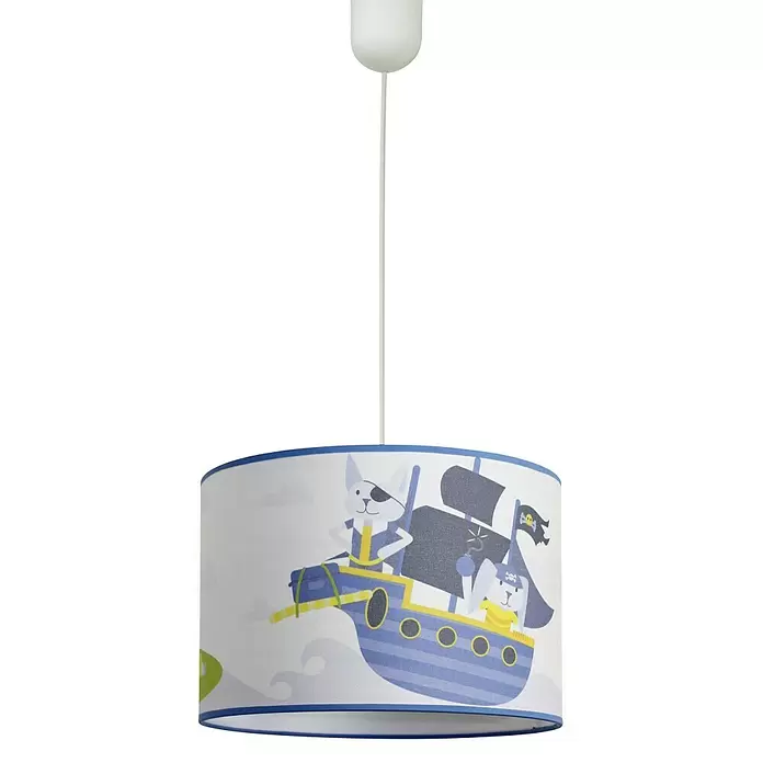 Idp Lampshades Lámpara colgante redonda Piratas - 40 W, Ø x Al: 30 x 20 cm, Azul, E27 - Vista frontal
