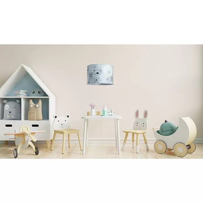 Idp Lampshades Lámpara colgante redonda Nestor - 40 W, Ø x Al: 30 x 20 cm, Azul, E27 - Foto ambiente