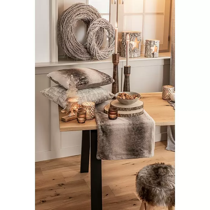 Windlicht Holz - Ø x H: 12 x 12 cm, Holz, Stern - Stimmungsaufnahme
