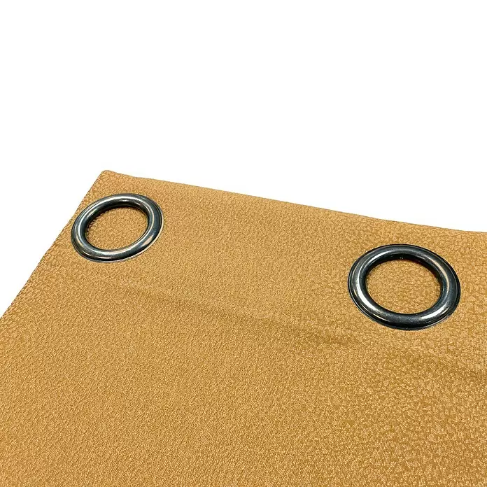 Cortina con ollaos Amelie - An x Al: 140 x 270 cm, 59% poliéster 41% algodón, Mostaza - Primer plano