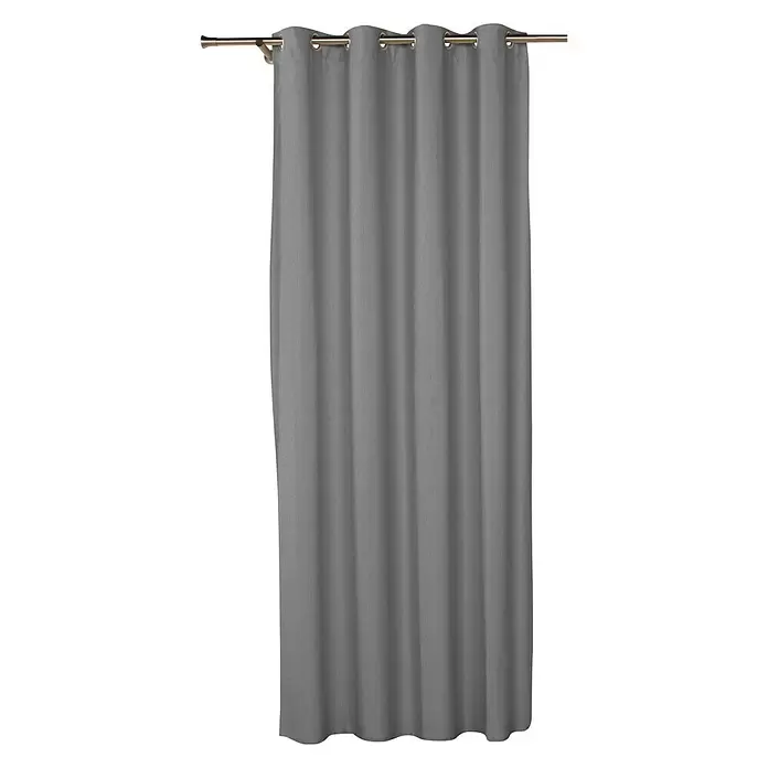 Cortina con ollaos Chenilla - An x Al: 140 x 260 cm, 96% poliéster 4% lino, Plateado - Vista frontal