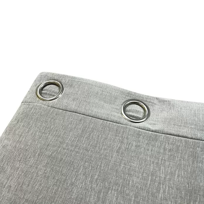 Cortina con ollaos Chenilla - An x Al: 140 x 260 cm, 96% poliéster 4% lino, Plateado - Primer plano