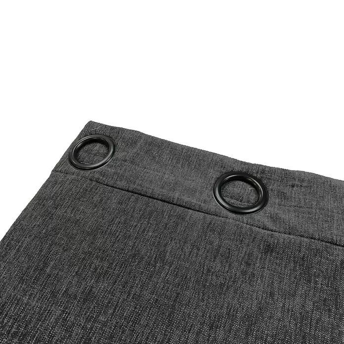 Cortina con ollaos Chenilla - An x Al: 140 x 260 cm, 96% poliéster 4% lino, Antracita - Primer plano