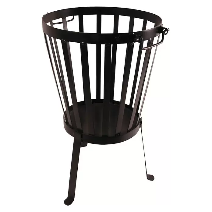Esschert Design Fancy Flames Košara za vatru - Ø x V: 34,8 x 56,8 cm, Crne boje - Pogled sprijeda