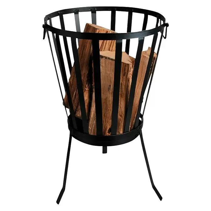Esschert Design Fancy Flames Košara za vatru - Ø x V: 34,8 x 56,8 cm, Crne boje - Pogled sprijeda