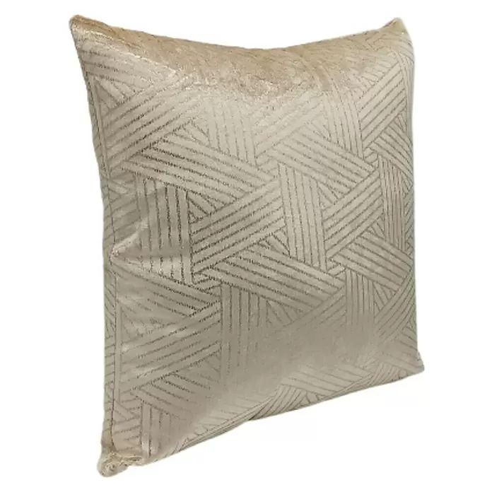 Cojín Visa - Biege/Dorado, 45 x 45 cm, 100% poliéster - Vista angular