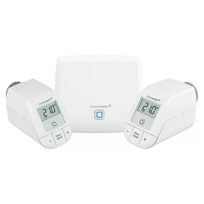Homematic IP Starter-Set Heizen HmIP-SK16 - 1 Access Point & 2 Heizkörper-Thermostate basic - Diagonale Ansicht
