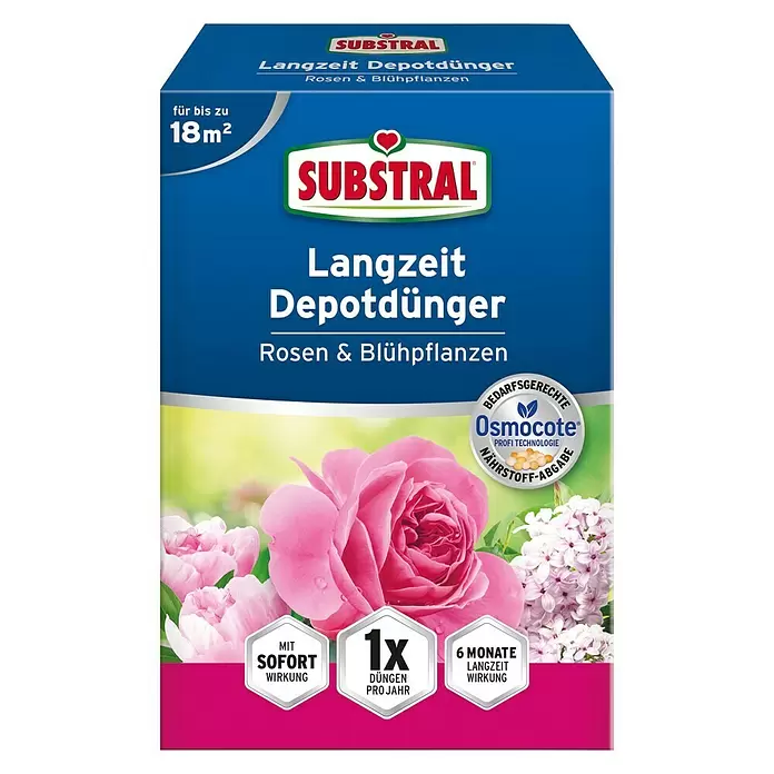 Substral Langzeitdünger Rosen & Blühpflanzen - 750 g, Inhalt ausreichend für ca.: 18 m² - Vorderansicht