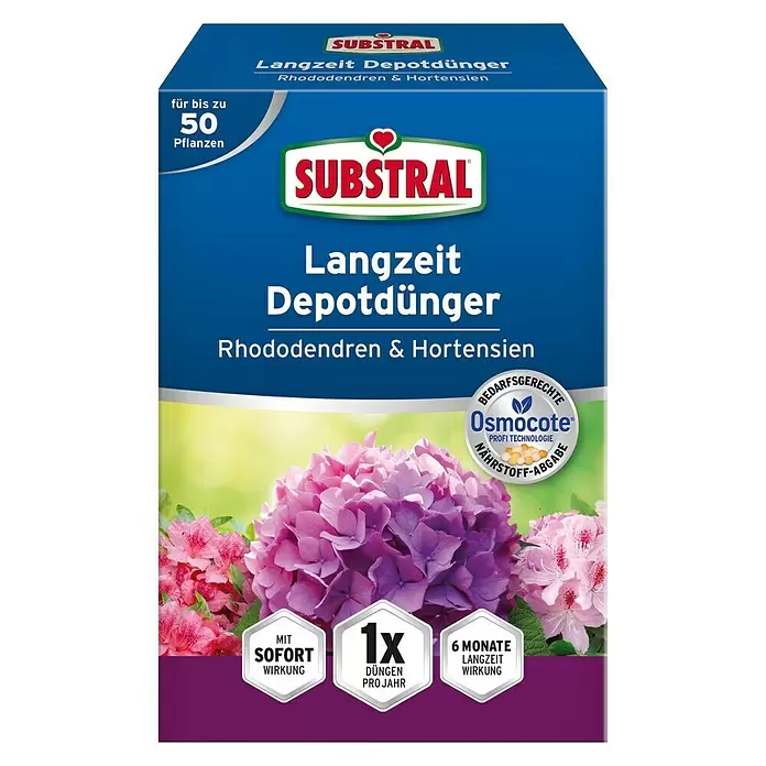 Substral Langzeitdünger Rhododendren & Hortensien - 750 g, Inhalt ausreichend für ca.: 50 Pflanzen - Vorderansicht
