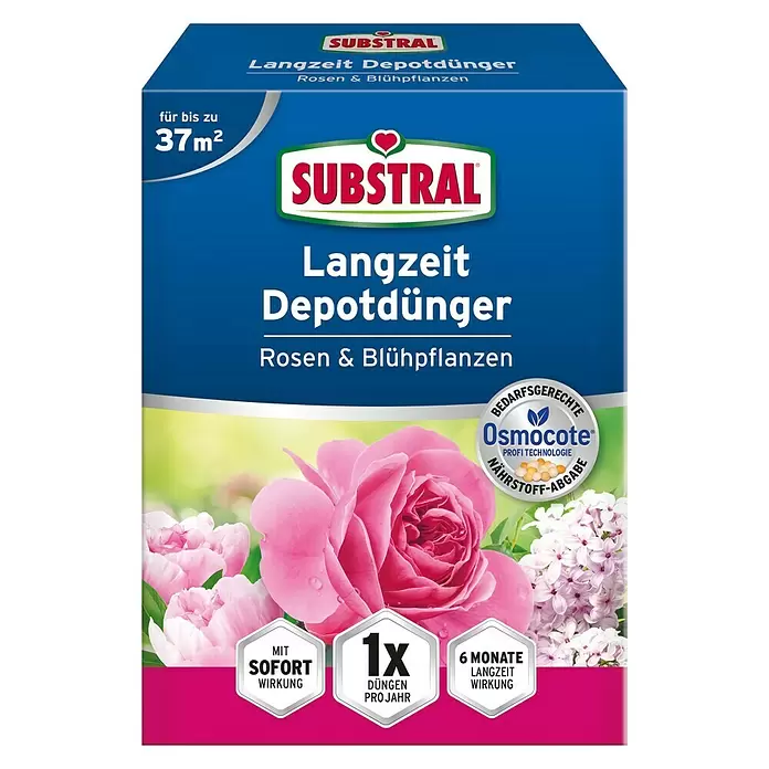 Substral Langzeitdünger Rosen & Blühpflanzen - 1,5 kg, Inhalt ausreichend für ca.: 35 m² - Vorderansicht