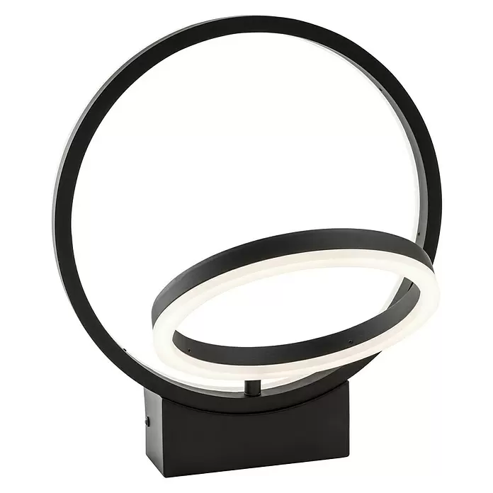 Lavida Ring LED-Wandleuchte - 18 W, L x B x H: 30 x 6 x 34 cm, Schwarz, Neutralweiß - Diagonale Ansicht