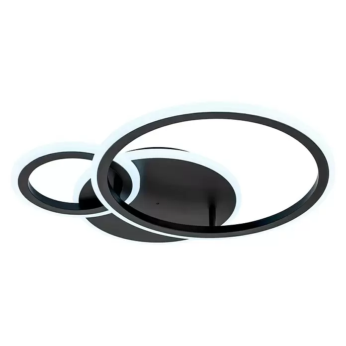 Lavida Ring LED-Deckenleuchte - 40 W, L x B x H: 53 x 47,5 x 9 cm, Schwarz, Warmweiß - Ansicht von unten
