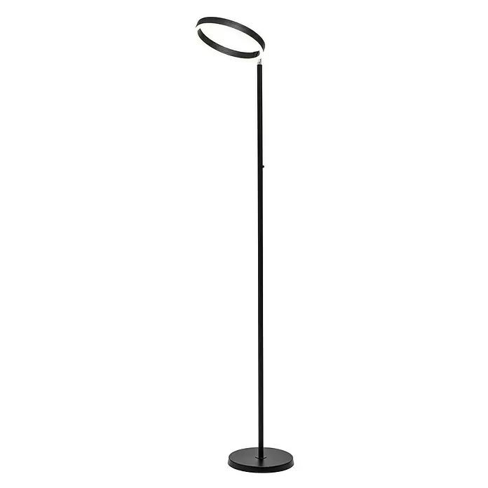 Lavida Ring LED-Stehleuchte - Höhe: 180 cm, Schwarz, Warmweiß - Diagonale Ansicht