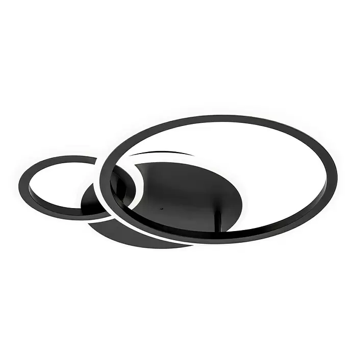 Lavida Ring LED-Deckenleuchte - 40 W, L x B x H: 53 x 47,5 x 9 cm, Schwarz, Warmweiß - Ansicht von unten