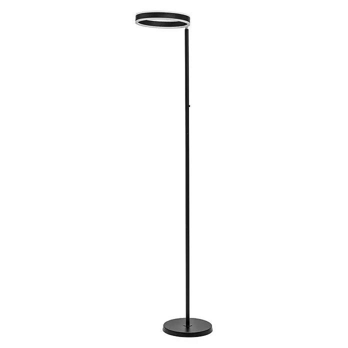 Lavida Ring LED-Stehleuchte - Höhe: 180 cm, Schwarz, Warmweiß - Diagonale Ansicht