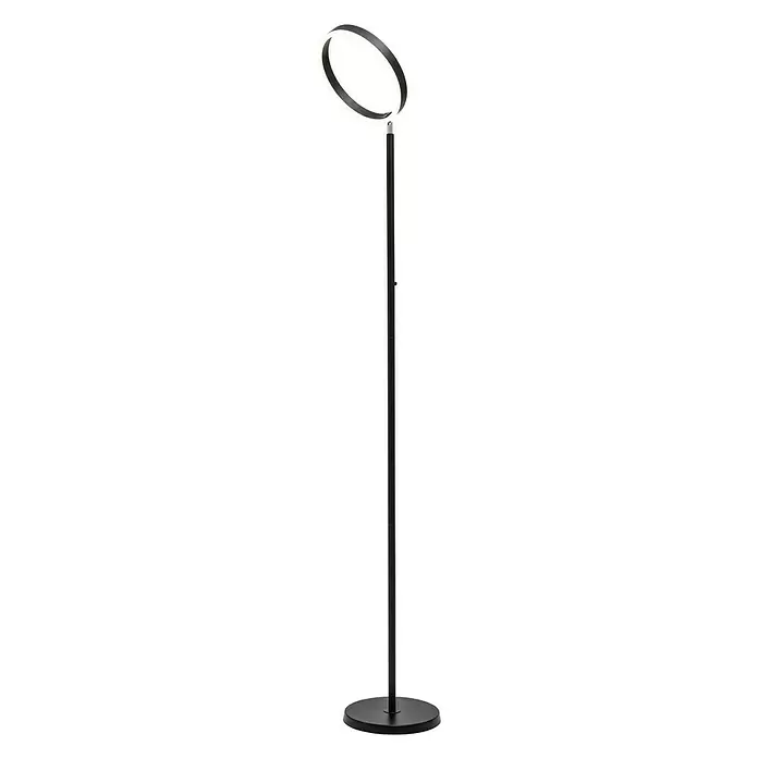 Lavida Ring LED-Stehleuchte - Höhe: 180 cm, Schwarz, Warmweiß - Diagonale Ansicht