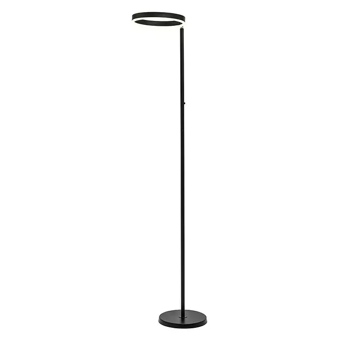 Lavida Ring LED-Stehleuchte - Höhe: 180 cm, Schwarz, Warmweiß - Diagonale Ansicht