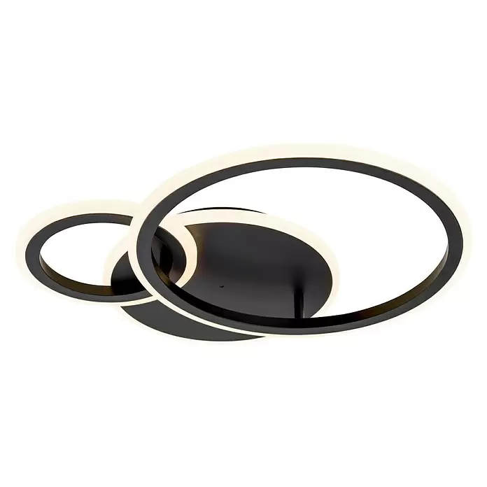 Lavida Ring LED-Deckenleuchte - 40 W, L x B x H: 53 x 47,5 x 9 cm, Schwarz, Warmweiß - Ansicht von unten
