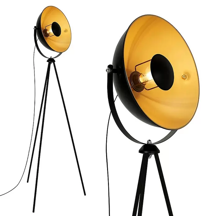 Brilo Staande lamp Sand - Hoogte: 130 cm, Zwart-goud, E27 - Close-up