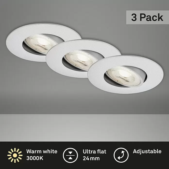Briloner Ronde led-inbouwverlichting Nava Move - Ø x h: 6,8 x 2,4 cm, Mat chroom, Warm wit - Sfeeropname