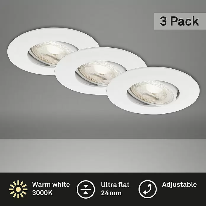 Briloner Ronde led-inbouwverlichting Nava Move - Ø x h: 6,8 x 2,4 cm, Wit, Warm wit - Sfeeropname