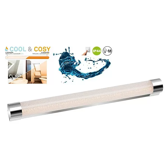 Briloner Led-spiegelverlichting Tubo - 12 W, Chrome, l x b x h: 592 x 67 x 54 mm - Vooraanzicht