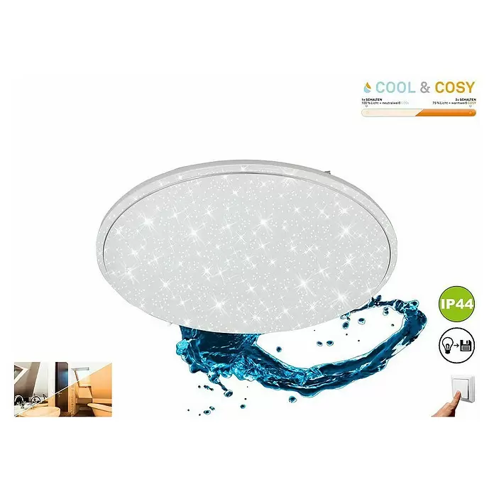 Briloner Led-plafondlamp Rent - Wit, l x b x h: 28 x 28 x 8,5 cm - Vooraanzicht