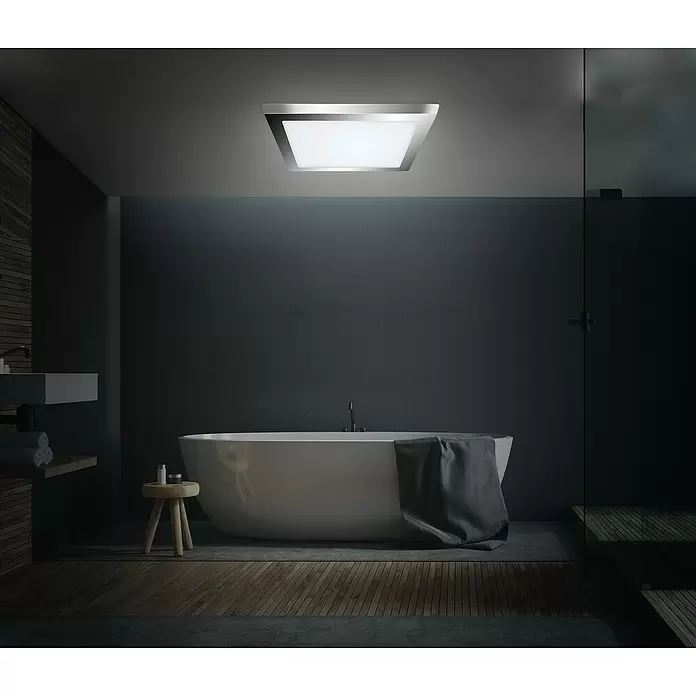 Briloner Led-plafondlamp Bosca - 21 W, l x b x h: 30 x 30 x 3,2 cm, Chrome, Neutraal wit - Sfeeropname