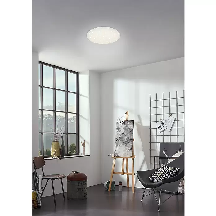 Briloner Led-plafondlamp Stelo - 18 W, Ø x h: 38,5 x 10 cm, Wit, Neutraal wit - Sfeeropname