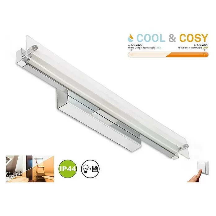 Briloner Led-spiegelverlichting Vitro - 5 W, Chrome, l x b x h: 450 x 55 x 66 mm - Vooraanzicht