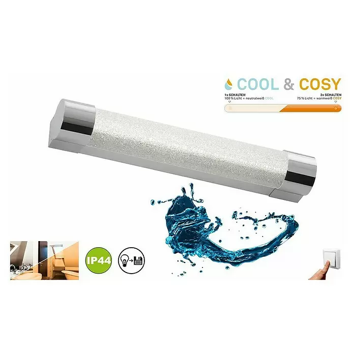 Briloner Led-spiegelverlichting Tubo - 8 W, Chrome, l x b x h: 352 x 64 x 54 mm - Vooraanzicht