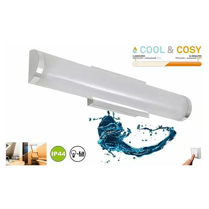 Briloner Led-spiegelverlichting Maro - 11 W, Wit Chrome, l x b x h: 35,2 x 6,4 x 5,8 cm - Vooraanzicht