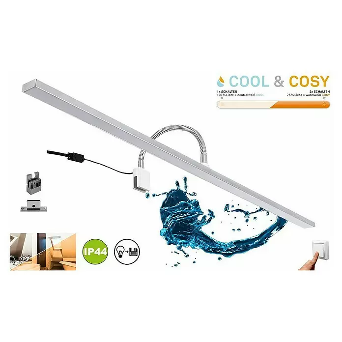 Briloner Led-spiegelverlichting Rahat - 8,5 W, Chrome - Vooraanzicht