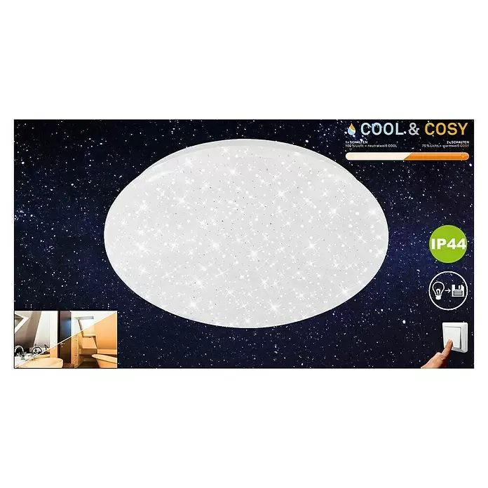 Briloner Led-plafondlamp, rond Stelo - 12 W, Ø x h: 28 x 9,5 cm, Lichtkleur: Neutraal wit, Wit - Vooraanzicht