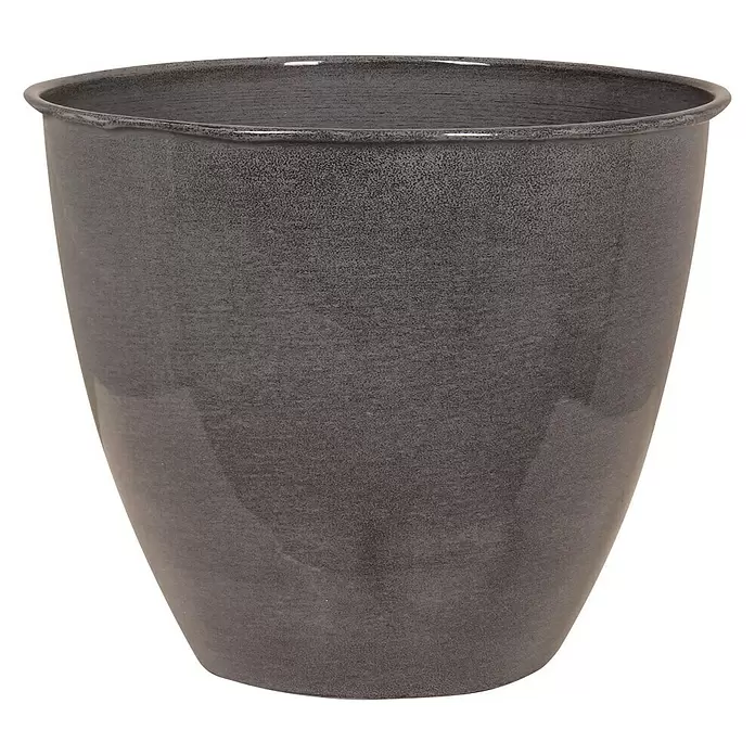 Übertopf rund - Ø x H: 22 x 26 cm, Metall, Anthrazit - Vorderansicht