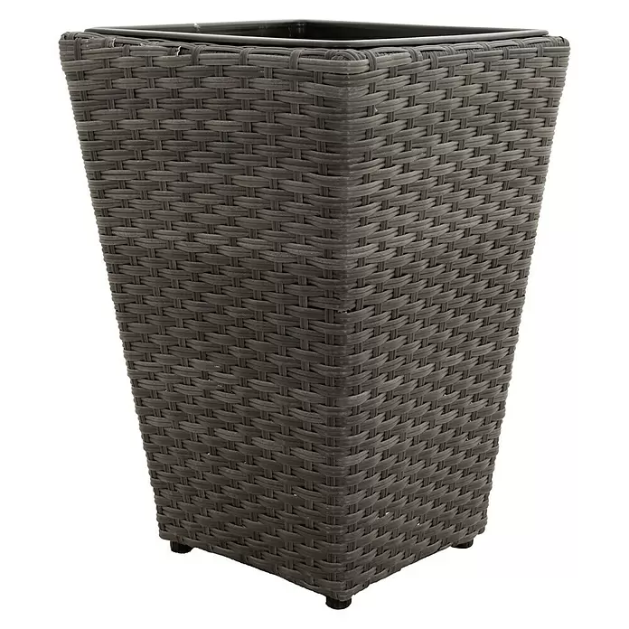 Macetero para plantas - Dimensiones externas (L x An x Al): 28 x 28 x 40 cm, Plástico, Gris - Vista angular
