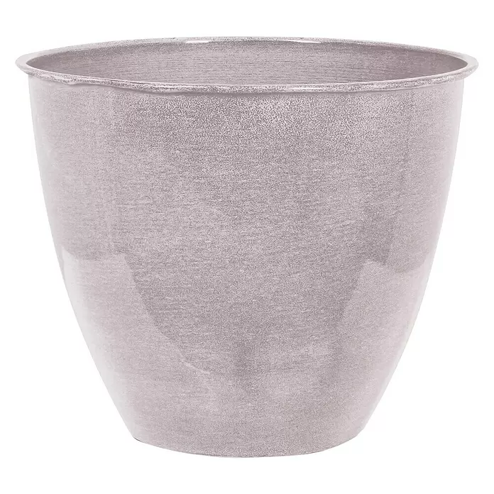 Übertopf rund - Ø x H: 26 x 33 cm, Metall, Grau - Vorderansicht