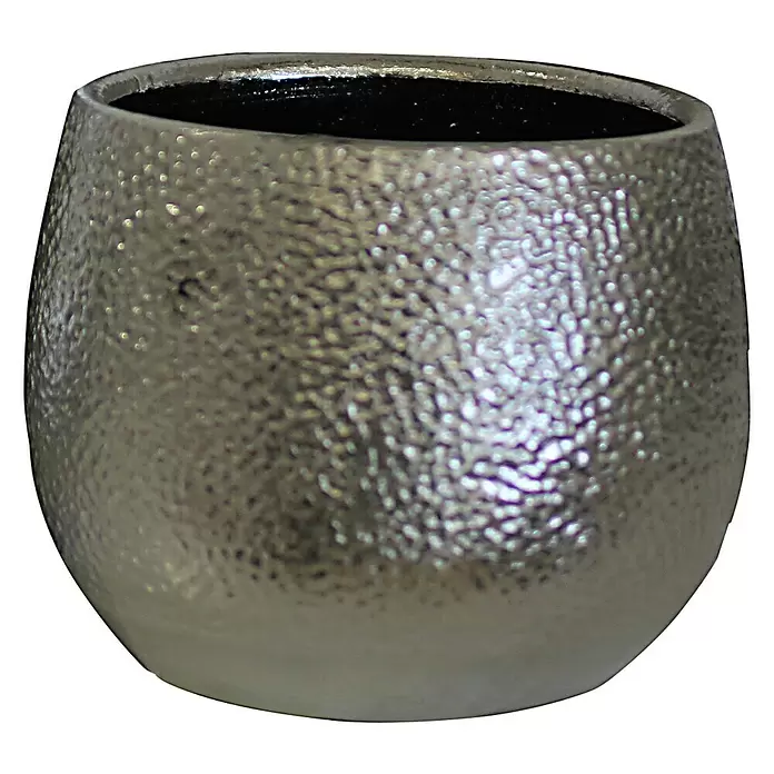 A.H.G. Okrugla tegla za biljke - Vanjska dimenzija (ø x V): 18 x 17 cm, Keramika, Srebrne boje, Mat - Pogled sprijeda
