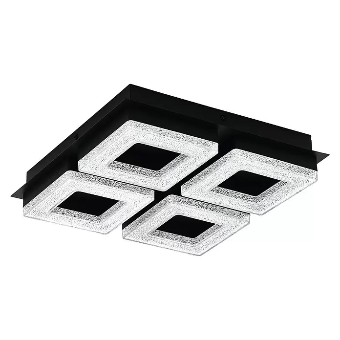 Eglo Plafón LED para pared y techo Fradelo 1 - 16 W, L x An x Al: 28 x 28 x 6 cm, Negro/blanco, Blanco cálido - Vista ascendente