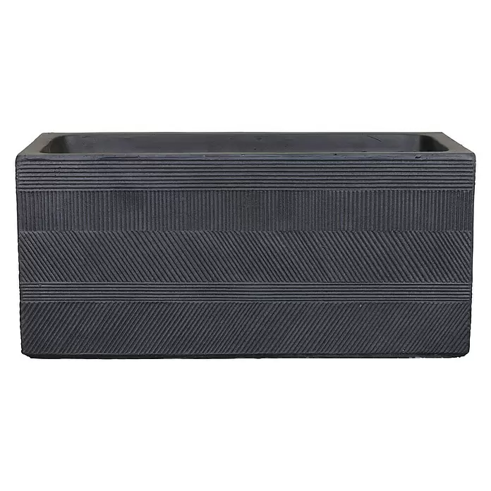 A.H.G. Pflanzkasten Stripes - Außenmaß (L x B x H): 60 x 30 x 30 cm, Verbundwerkstoff, Schwarz - Vorderansicht
