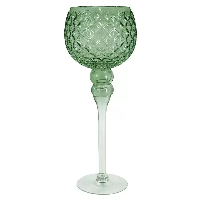 Kerzenhalter - Grün, Glas, Ø x H: 13 x 35 cm - Vorderansicht
