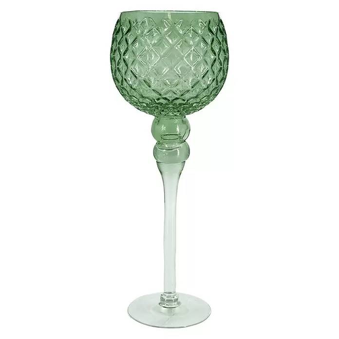 Kerzenhalter - Grün, Glas, Ø x H: 13 x 30 cm - Vorderansicht