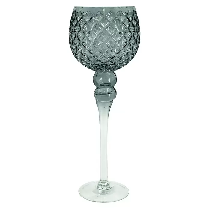 Kerzenhalter - Grau, Glas, Ø x H: 13 x 30 cm - Vorderansicht