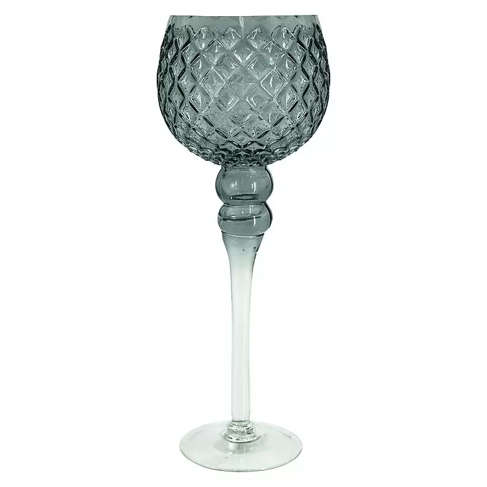 Kerzenhalter - Grau, Glas, Ø x H: 13 x 35 cm - Vorderansicht