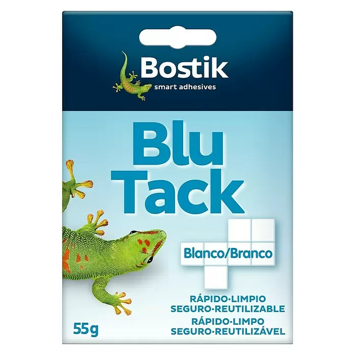 Bostik Masilla adhesiva Blue Tack - Blanco, 55 g - Vista frontal
