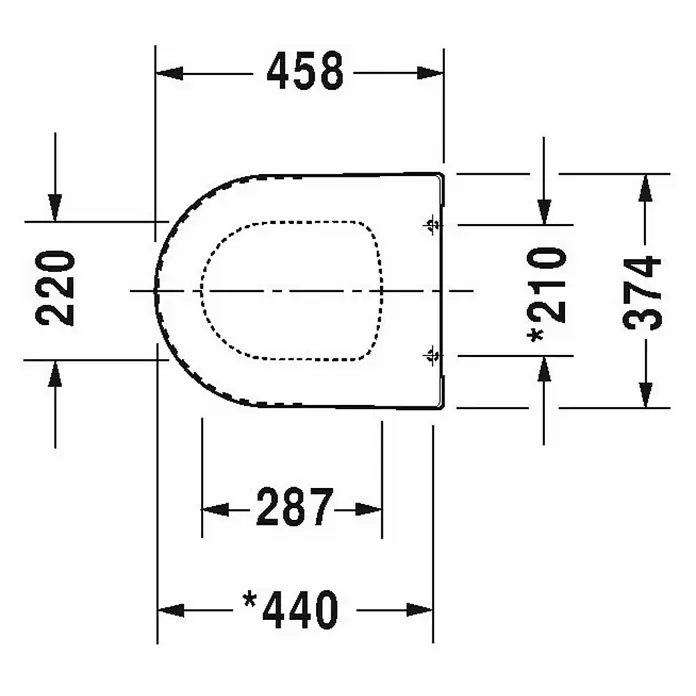 Duravit ME by Starck WC-Sitz - Ohne Absenkautomatik, Duroplast, Weiß - Skizze