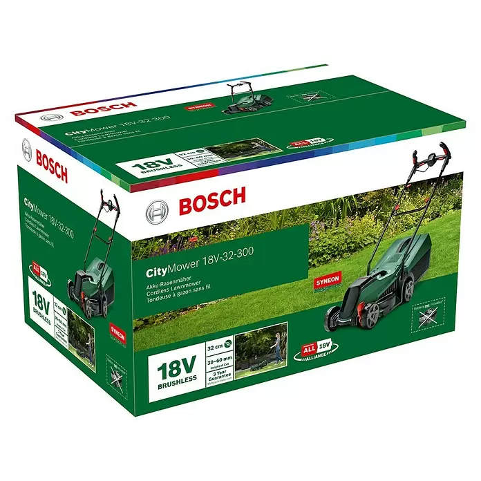 Bosch 18 V Power for All Akku-Rasenmäher CityMower 18V-32-300 - 18 V, Ohne Akku, 4 Ah, Schnittbreite: 32 cm - Diagonale Ansicht